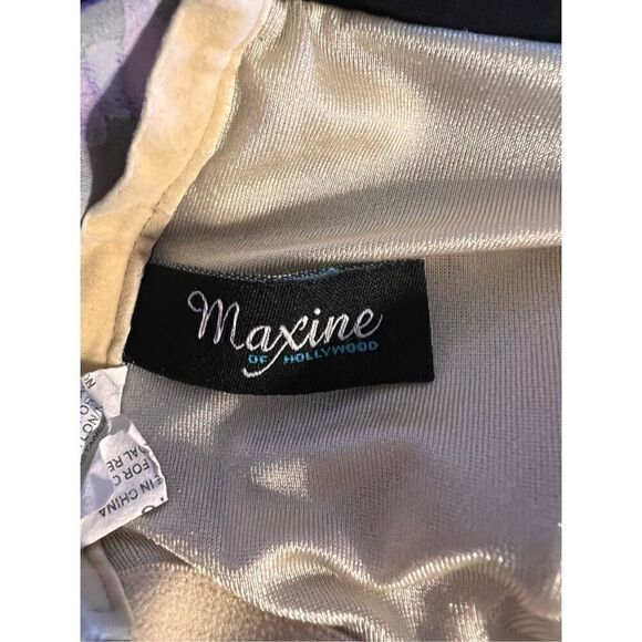 Maxine Of Hollywood 18 Ikat Print One Piece Swimsuit Blue Purple Flutter Bottom - Picture 9 of 10